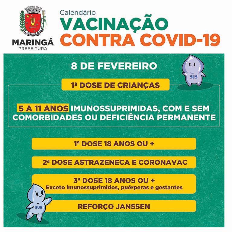 Maringá segue com vacinação contra Covid-19 nesta terça-feira (8)