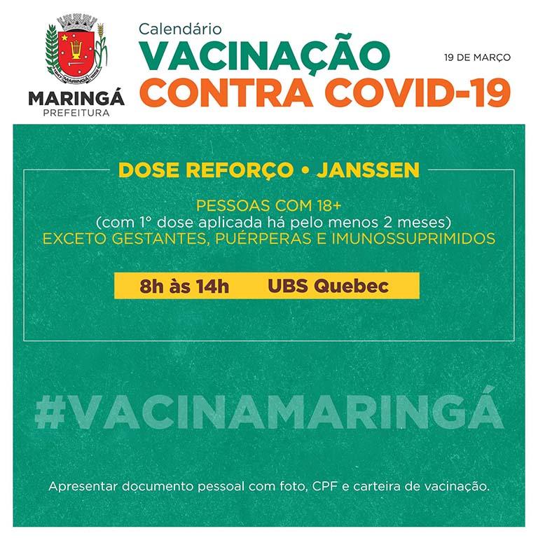Secretaria de Saúde de Maringá realiza vacinação contra Covid-19 neste sábado (19)